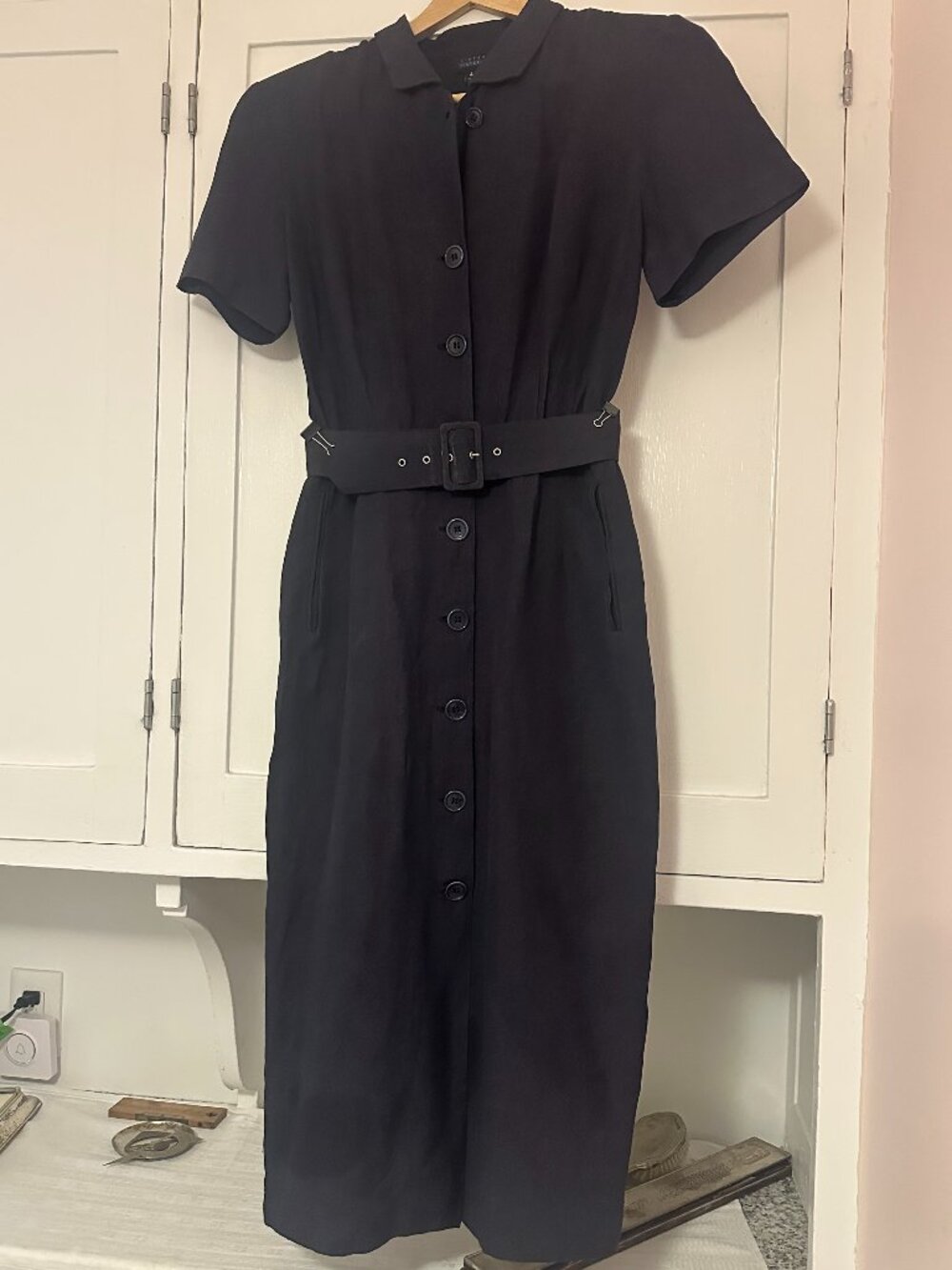 Victor Victoria, Dark Blue Linen Dress, Italian size 44